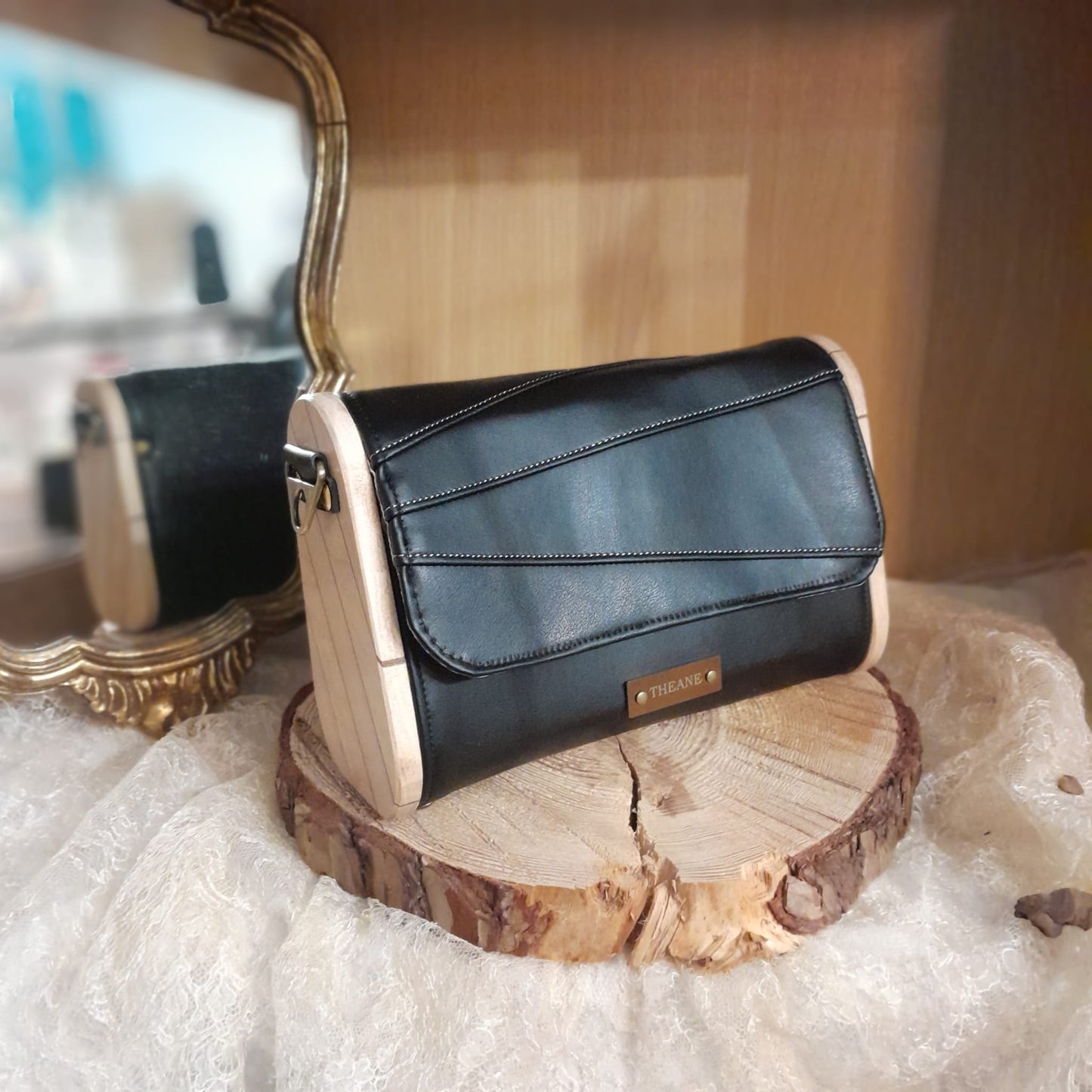 Mini sac bois et alter-cuir de raisin noir 154