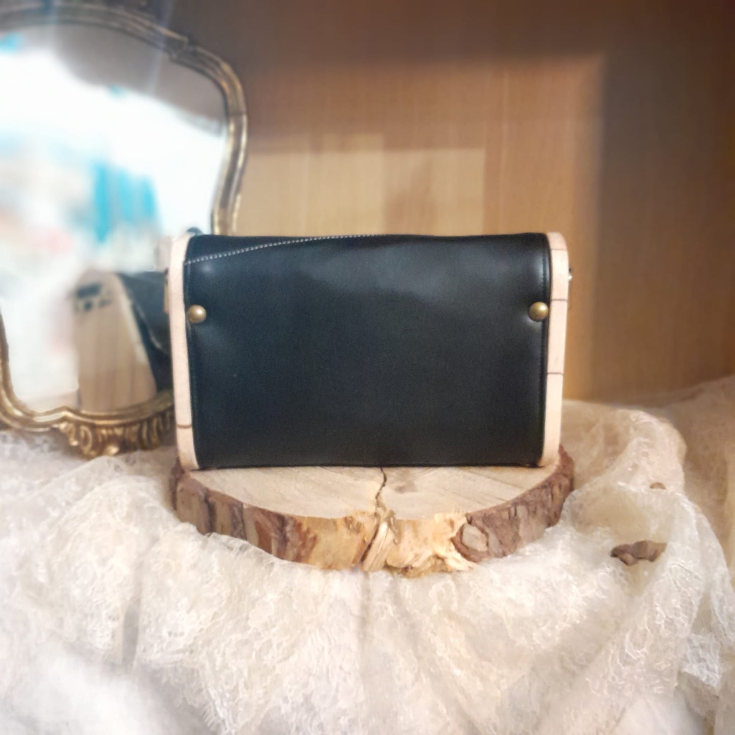 Mini sac bois et alter-cuir de raisin noir 154