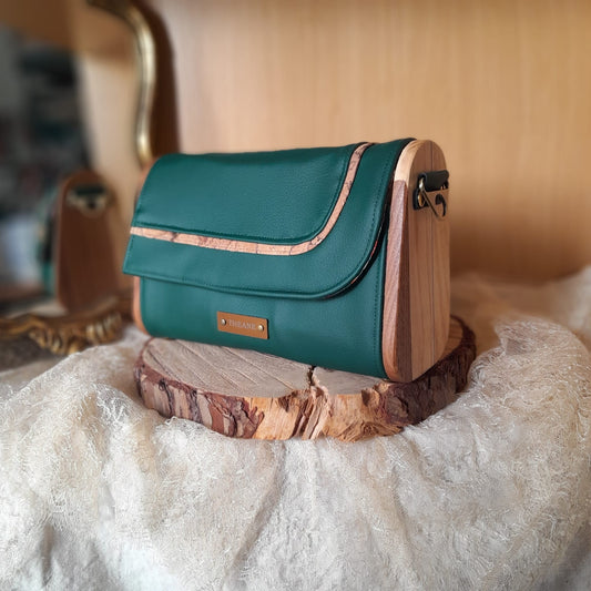 Mini sac bois et alter-cuir de raisin vert 143