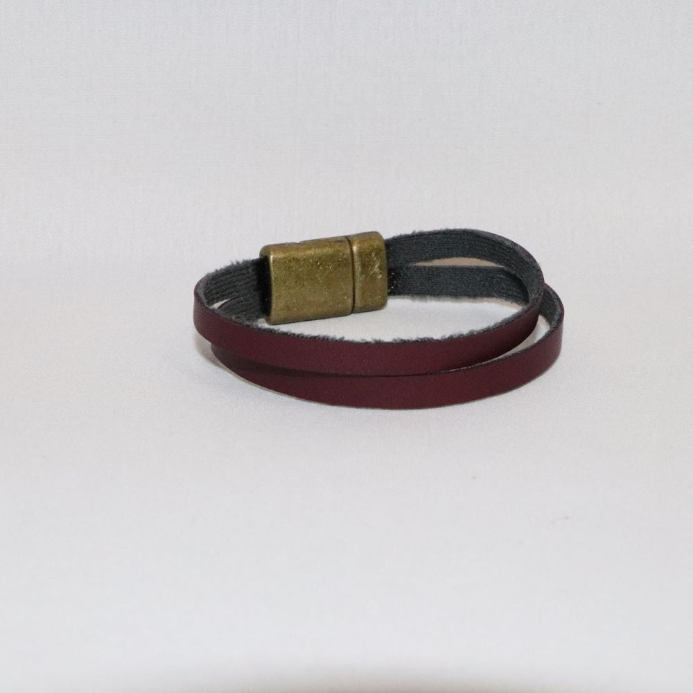 bracelet double bordeaux en alter-cuir de raisin