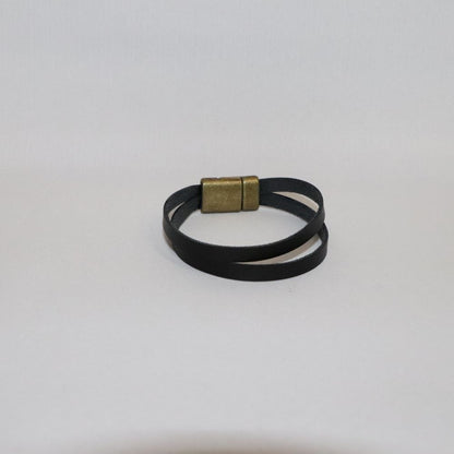bracelet double noir en alter cuir de raisin