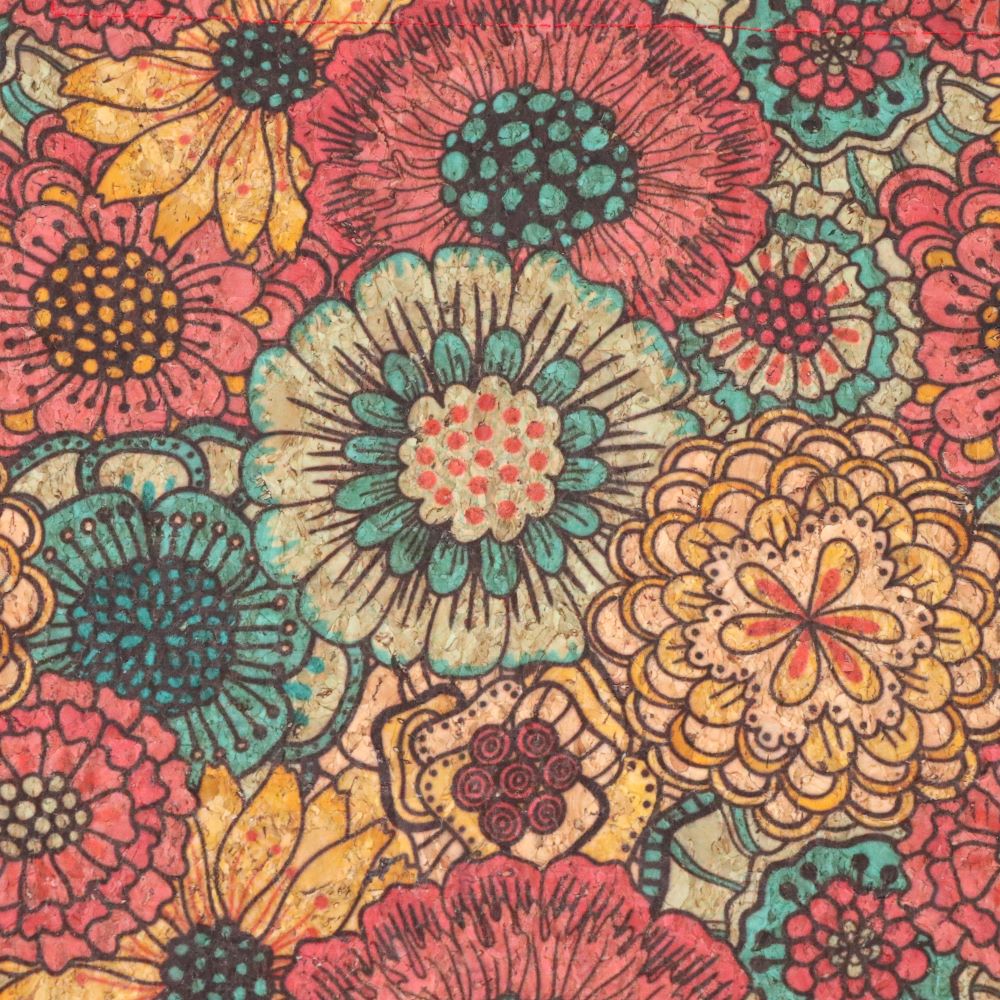 détail liège imprimé fleurs de chrysanthème