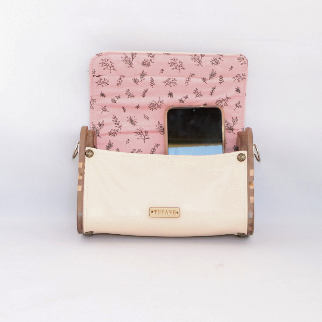 Mini sac bois et alter-cuir de raisin sable et noir 111