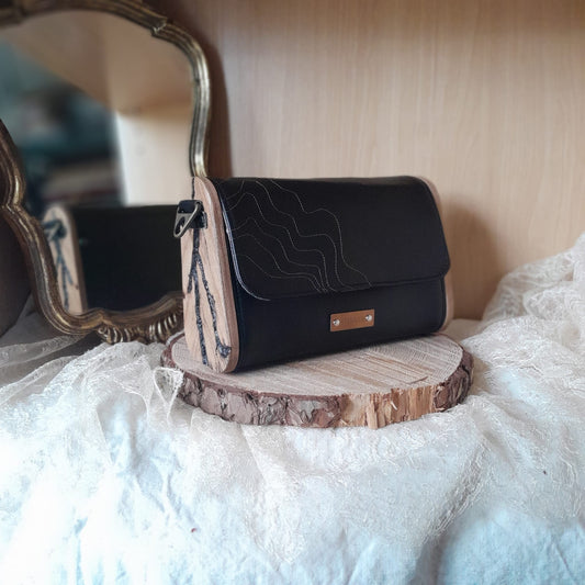 Mini sac bois et alter-cuir de raisin noir 166