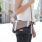 Mini sac bois et alter-cuir de raisin noir et camel 144
