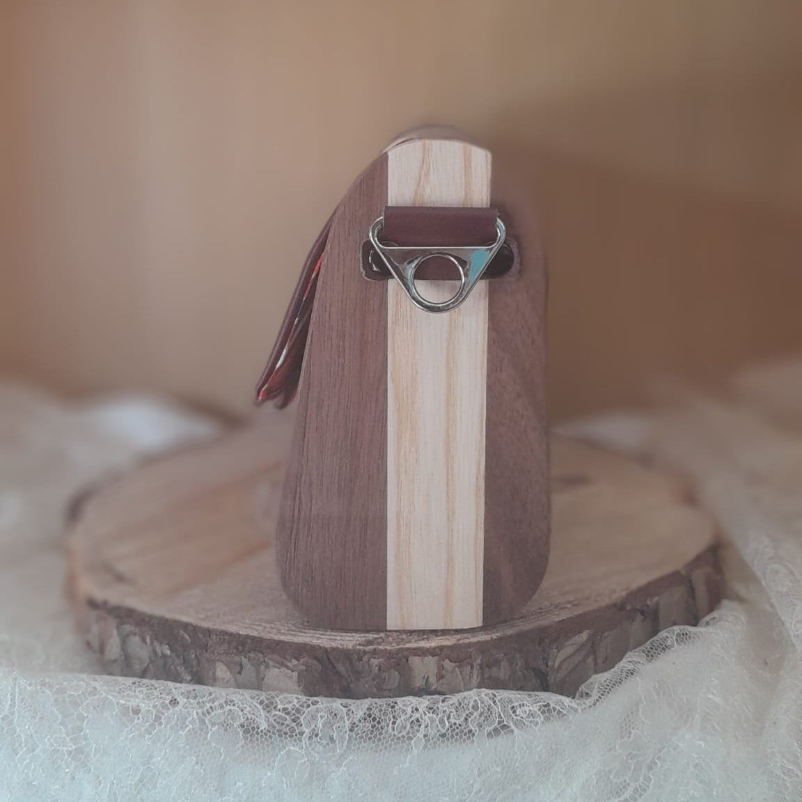 Mini sac bois et alter-cuir de raisin bordeaux et sable 150