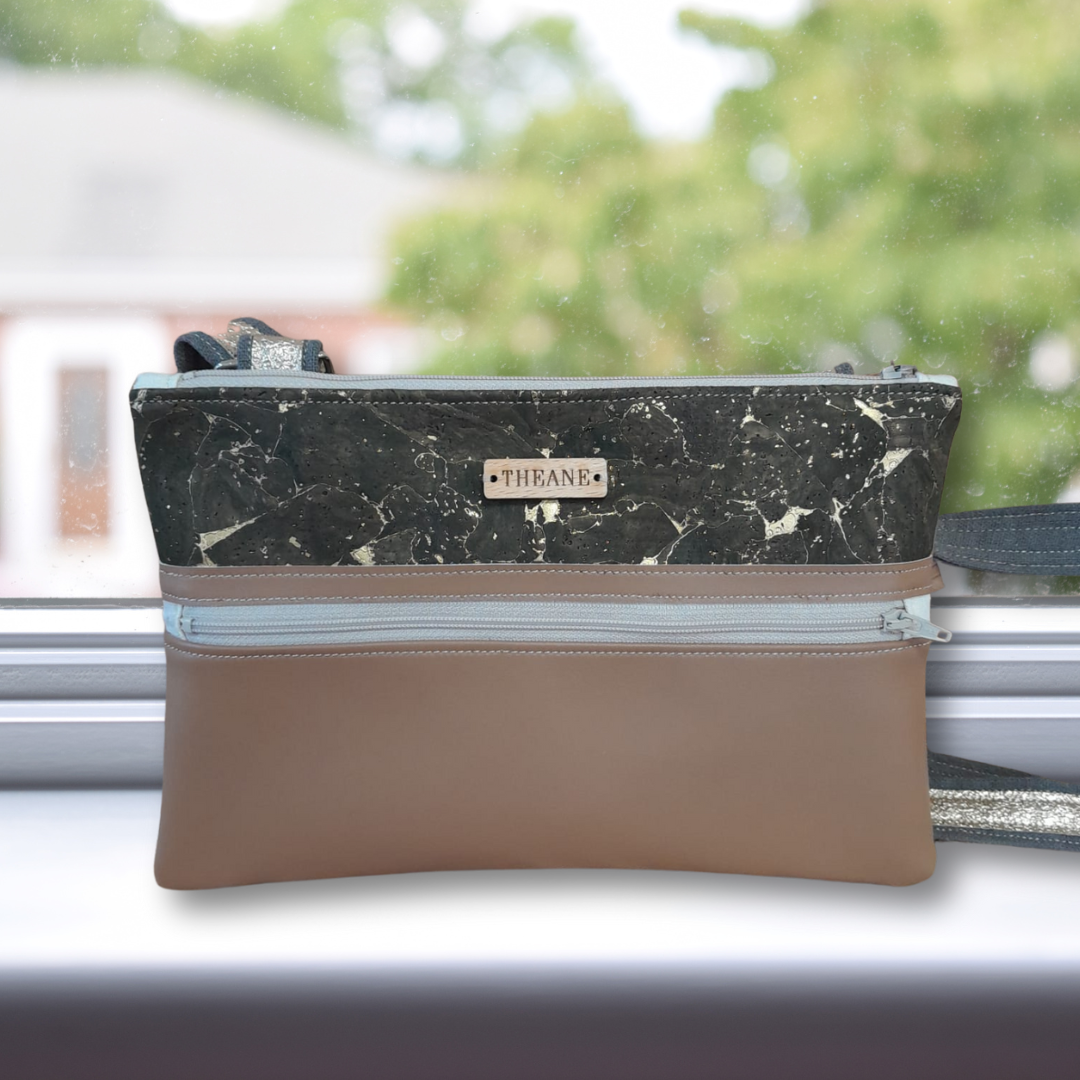 Pochette femme alter-cuir de raisin et liège - sangle réglable