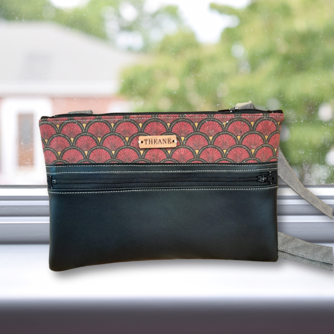 Pochette femme alter-cuir de raisin et liège - sangle réglable