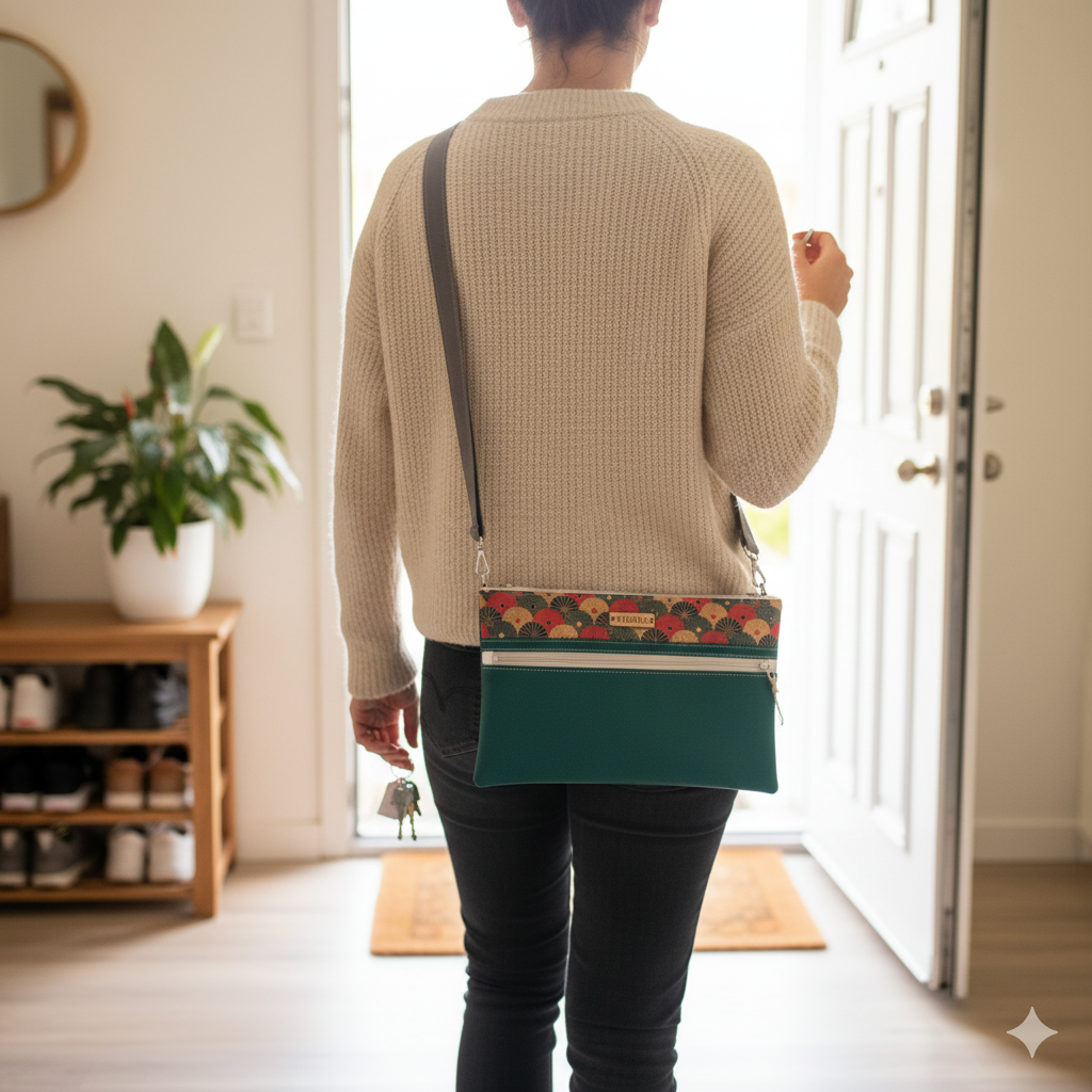 Pochette femme alter-cuir de raisin et liège - sangle réglable