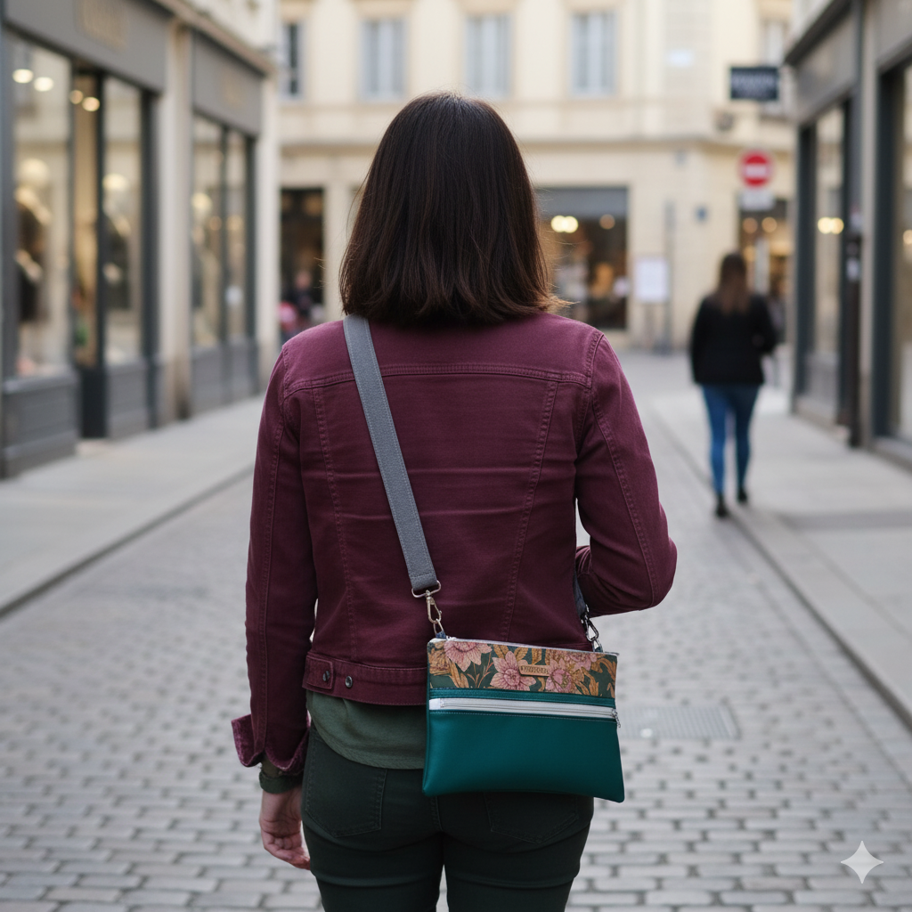 Pochette femme alter-cuir de raisin et liège - sangle réglable