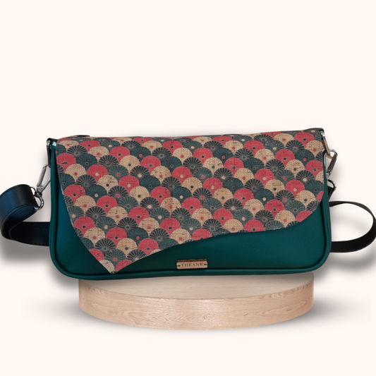 Rabat Chrysalide liège éventails verts et rouges