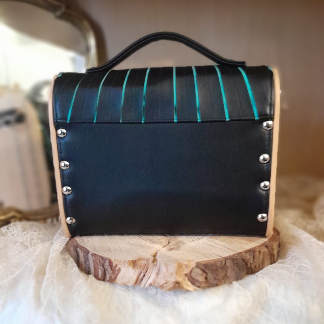 Petit sac cartable bois et alter-cuir de raisin noir 175