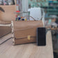 Petit sac cartable bois et alter-cuir de raisin caramel 148