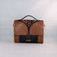 Petit sac cartable bois et alter-cuir de raisin caramel et liège 75