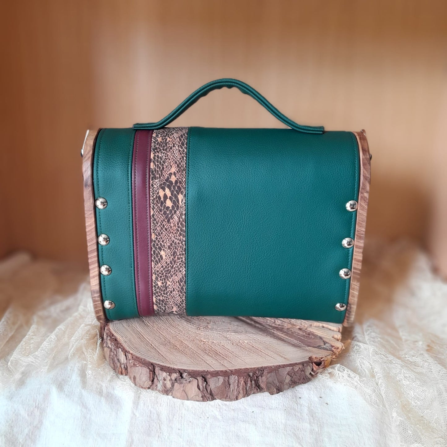 Sac cartable vert bordeaux liège orme Lichtenberg n°215