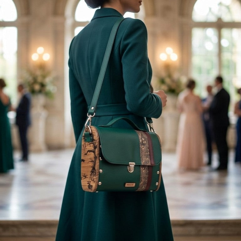 Sac cartable vert bordeaux liège orme Lichtenberg n°215