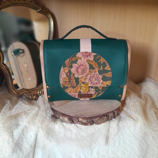 Petit sac cartable bois et alter-cuir de raisin vert 87