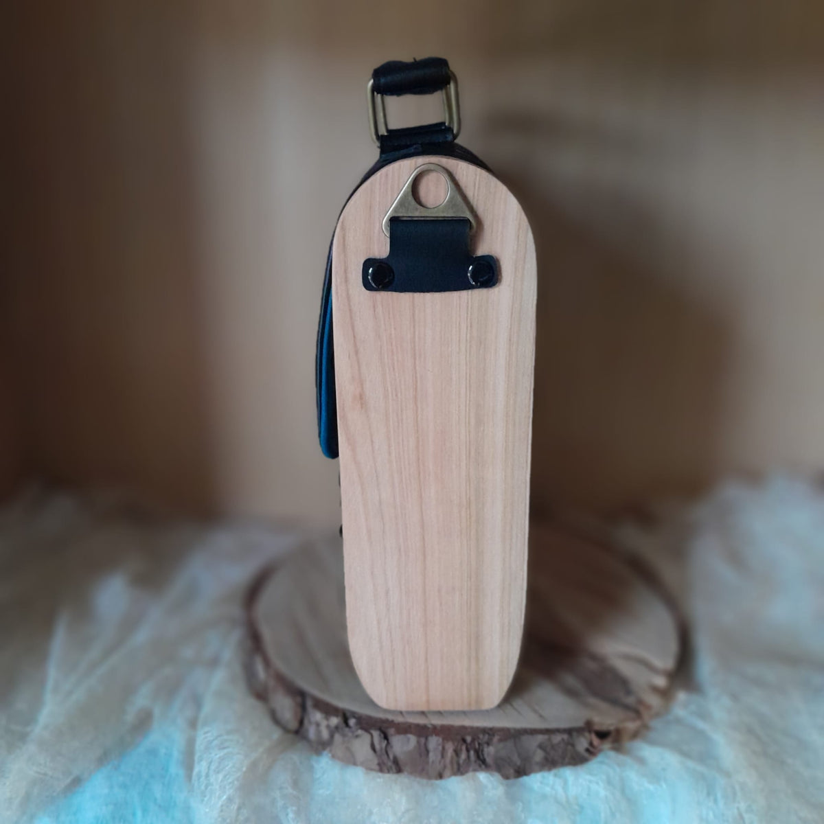 Sacoche bois et alter-cuir de raisin noir | Pièce unique artisanale 245