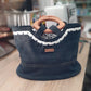 Sac-panier en jean et poignées en bois 133